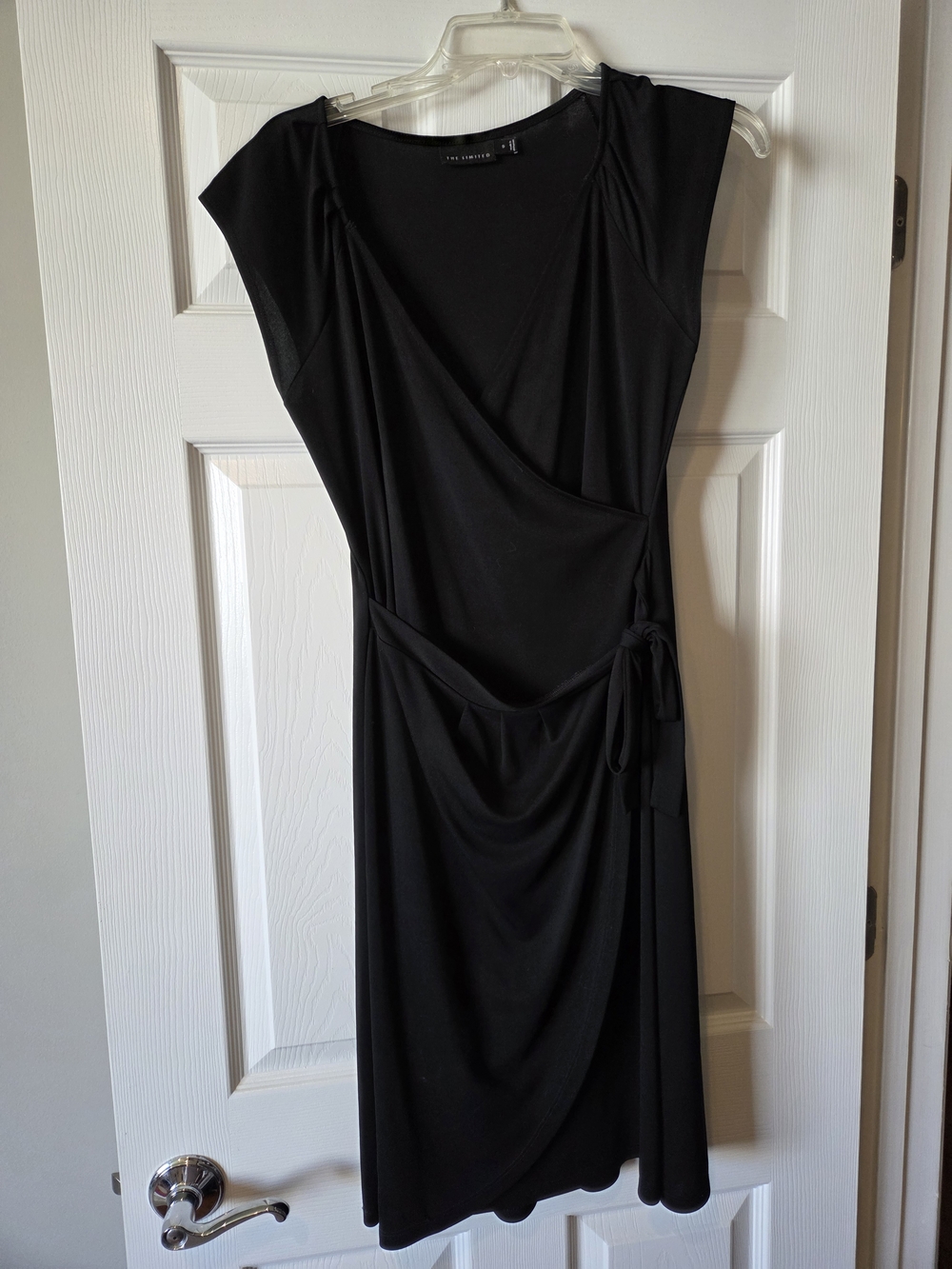 The Limited Black Faux-Wrap Midi Dress